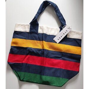 HBC Stripes Hudson's Bay Canvas Tote Bag Multicolor Stripes NEW 100% Cotton